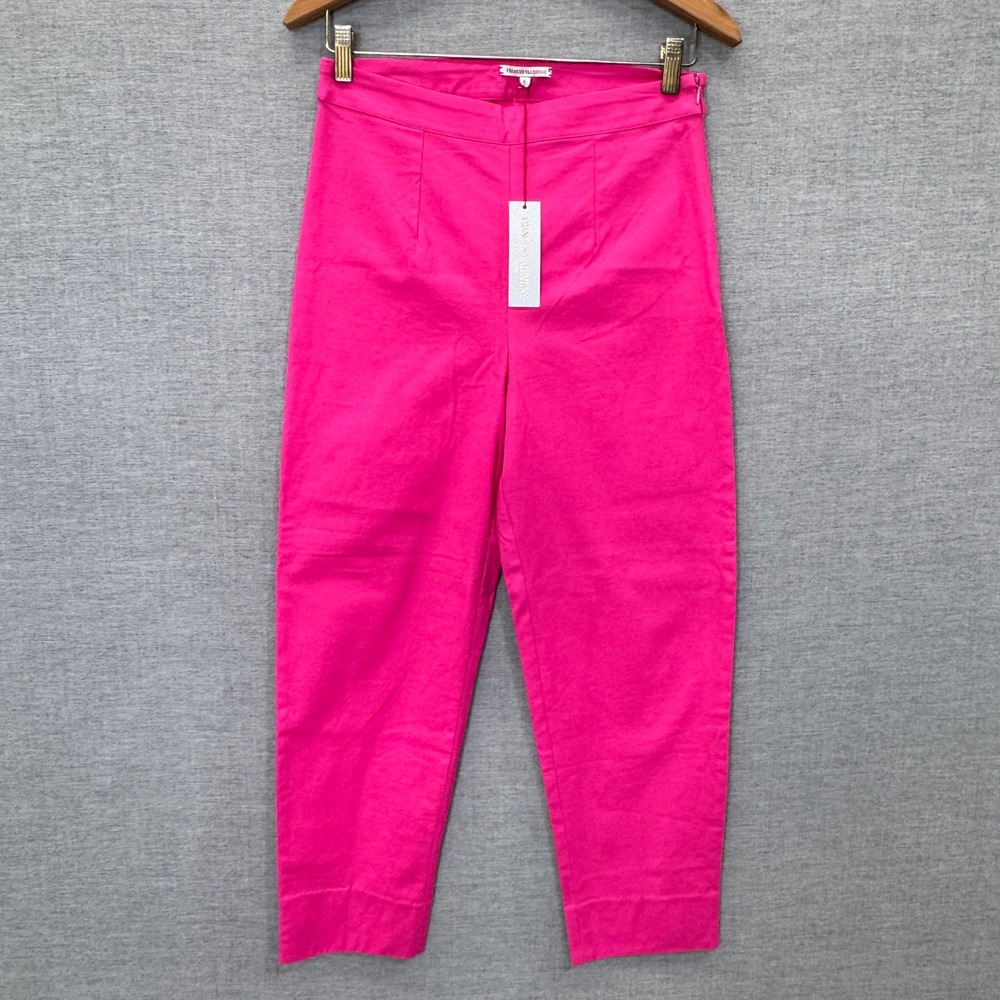 Frances Valentine Lucy Pant Pink Stretch Cotton High Rise Cropped Trousers 6 NET